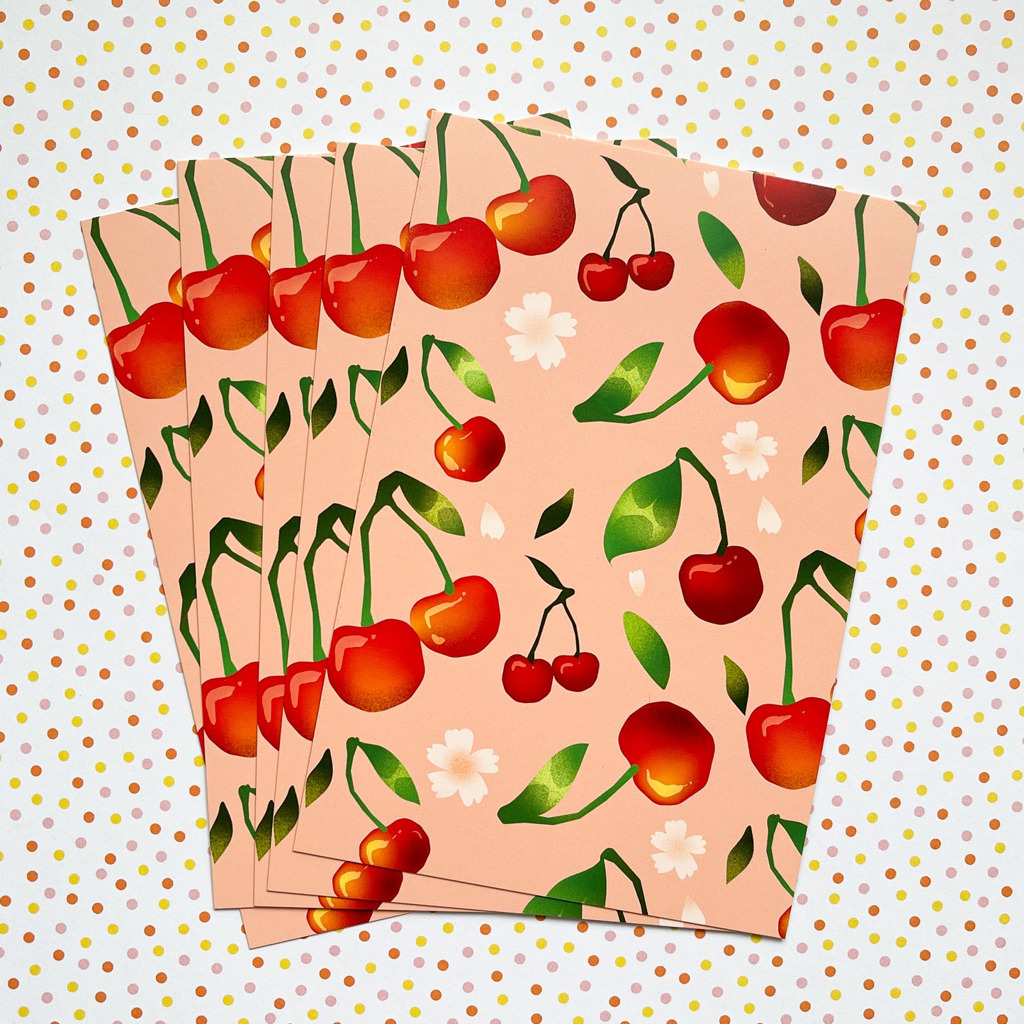 cherries 4x6" postcard print - july 2024 patreon reward