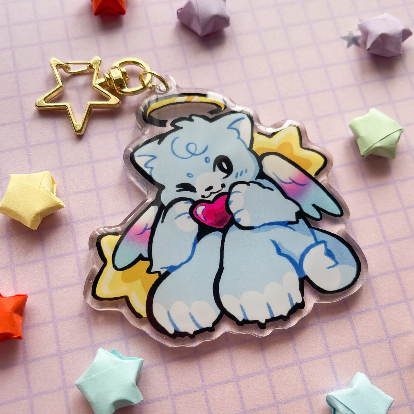 angel and devil kitties keychains
