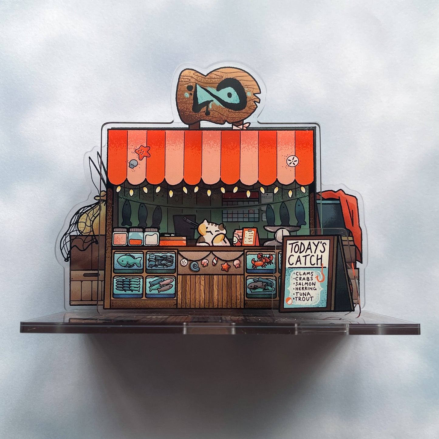 fish market stall acrylic standee