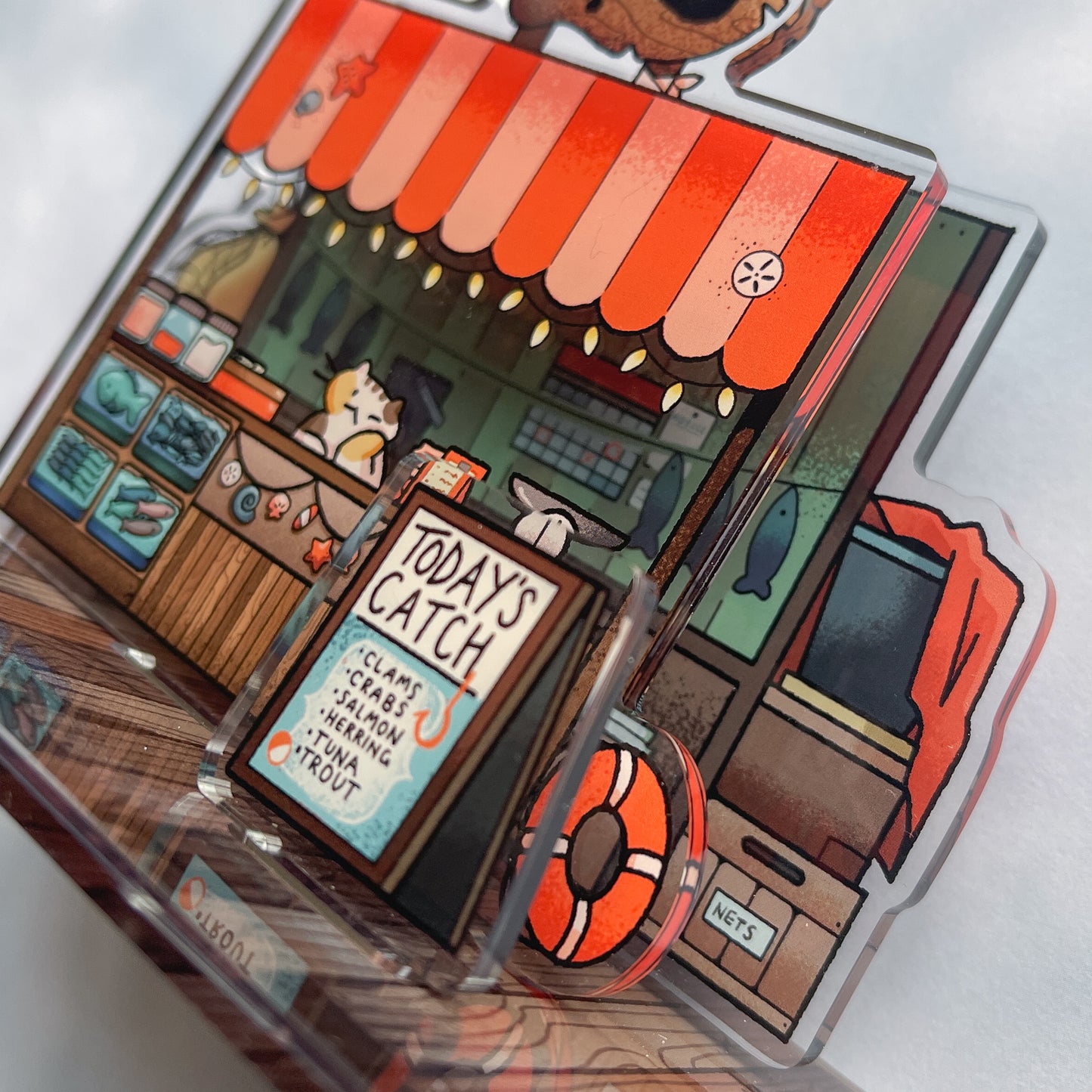 fish market stall acrylic standee