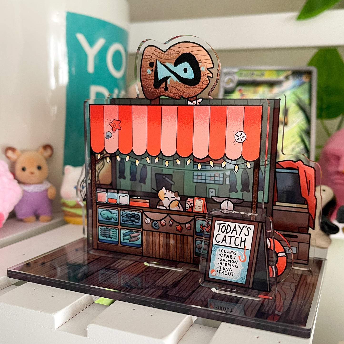 fish market stall acrylic standee