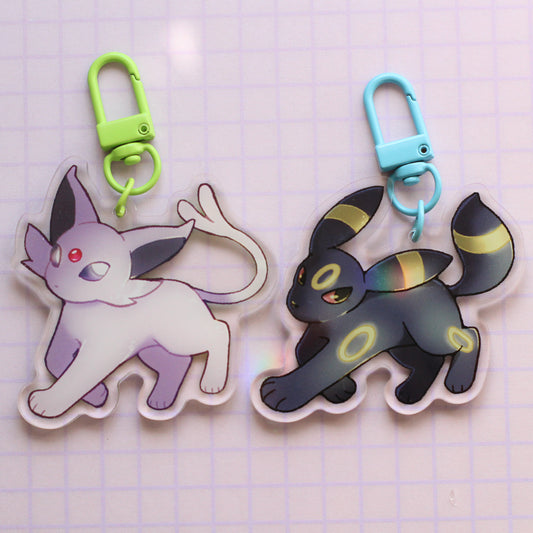 shiny double-sided eeveelution keychains