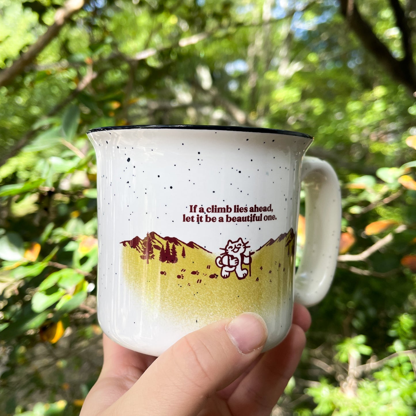 a beautiful climb - 13oz speckled ceramic camp mug