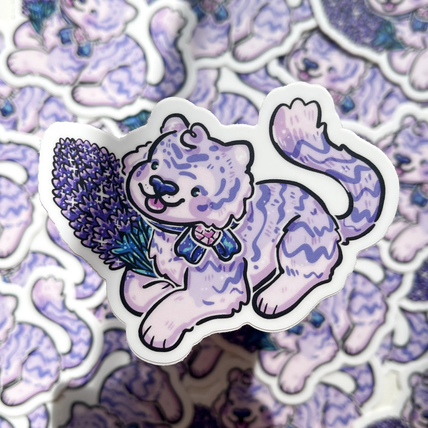 lavender tiger sticker by WOOLBLOSSOMS