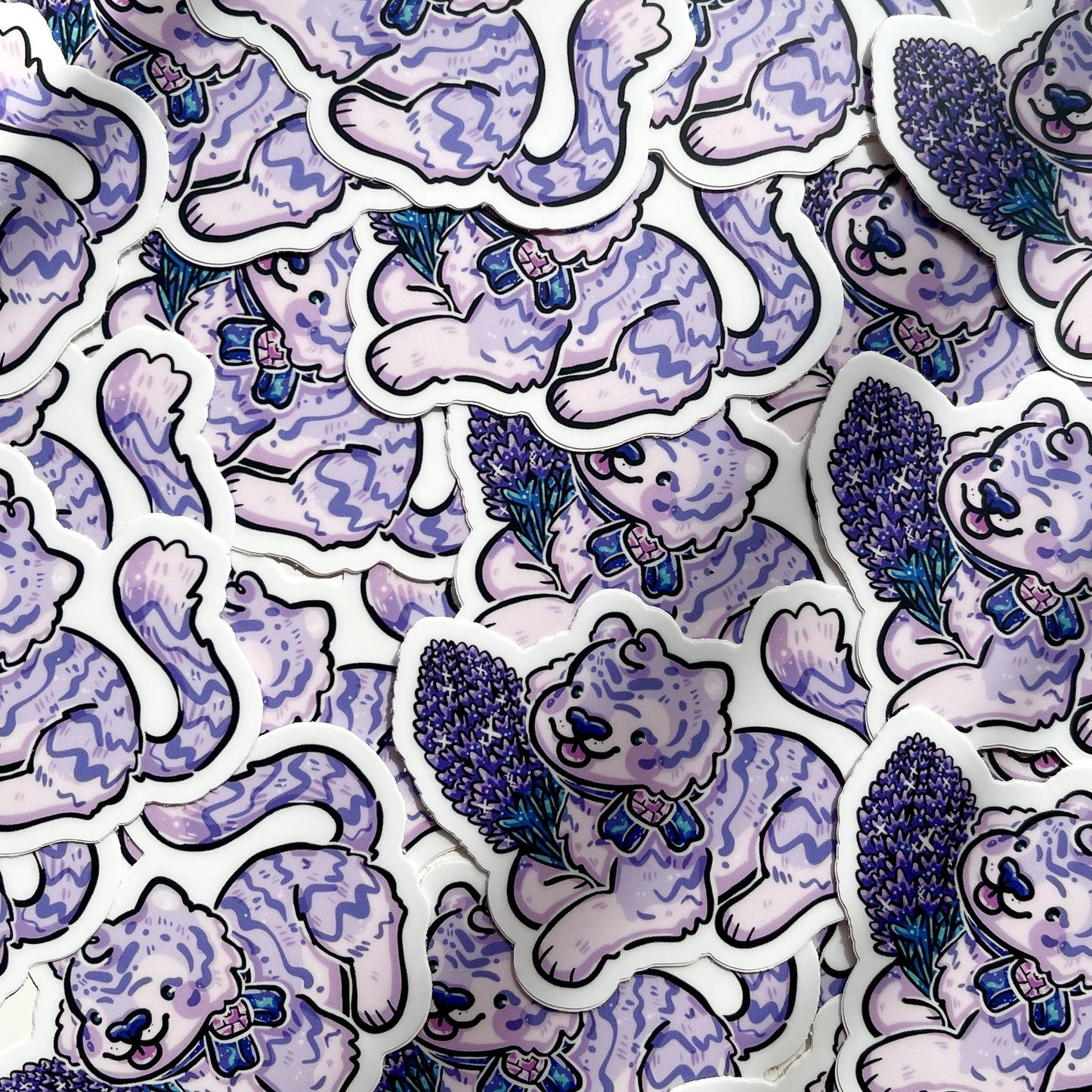 lavender tiger sticker by WOOLBLOSSOMS