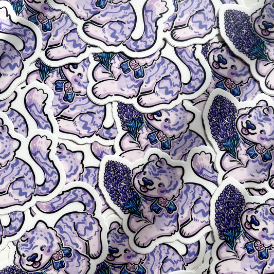 lavender tiger sticker by WOOLBLOSSOMS