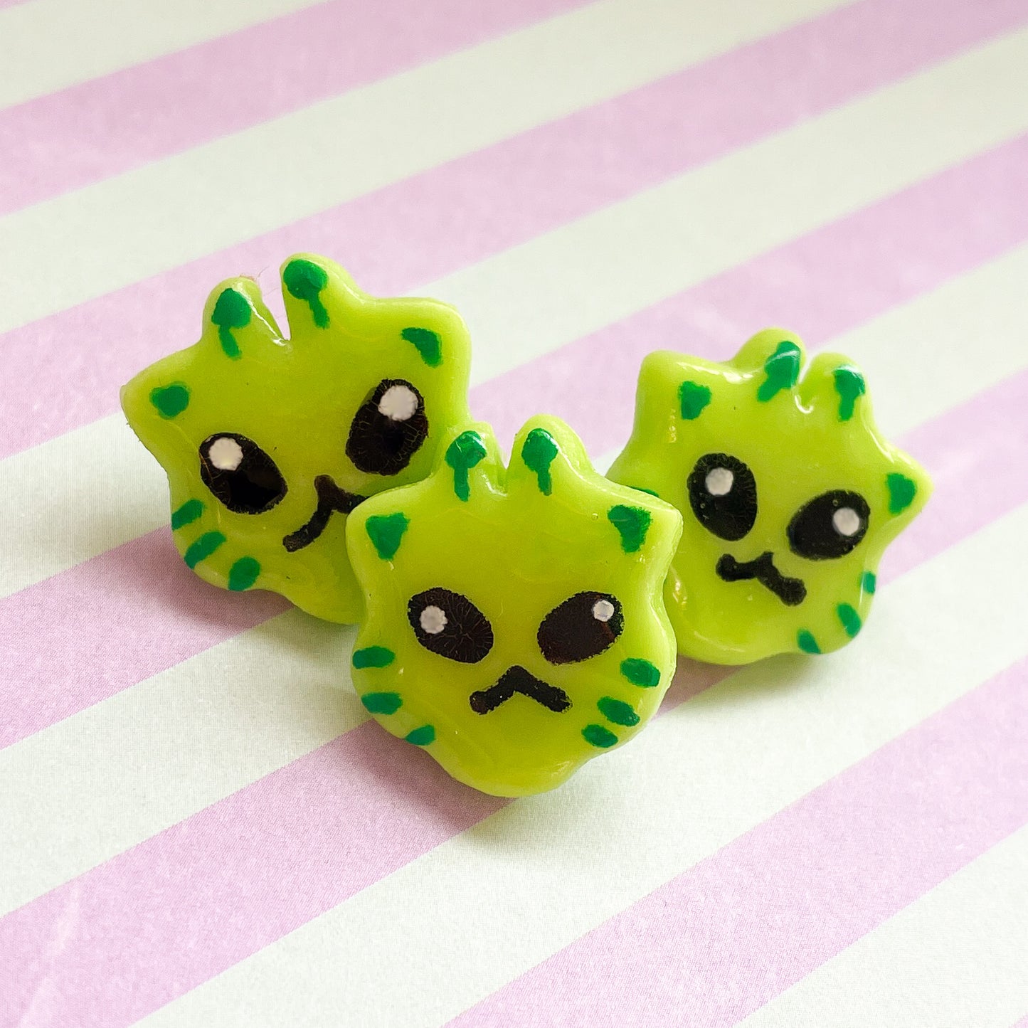 alien kitty handmade clay pins