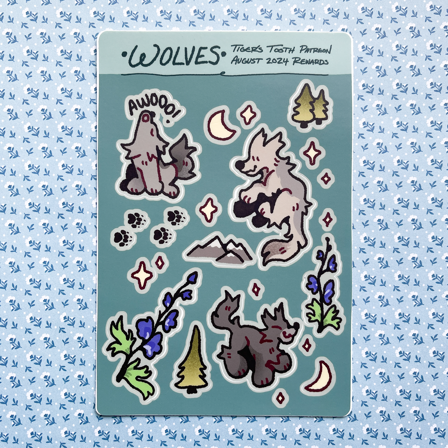 wolf sticker sheet - august 2024 patreon rewards
