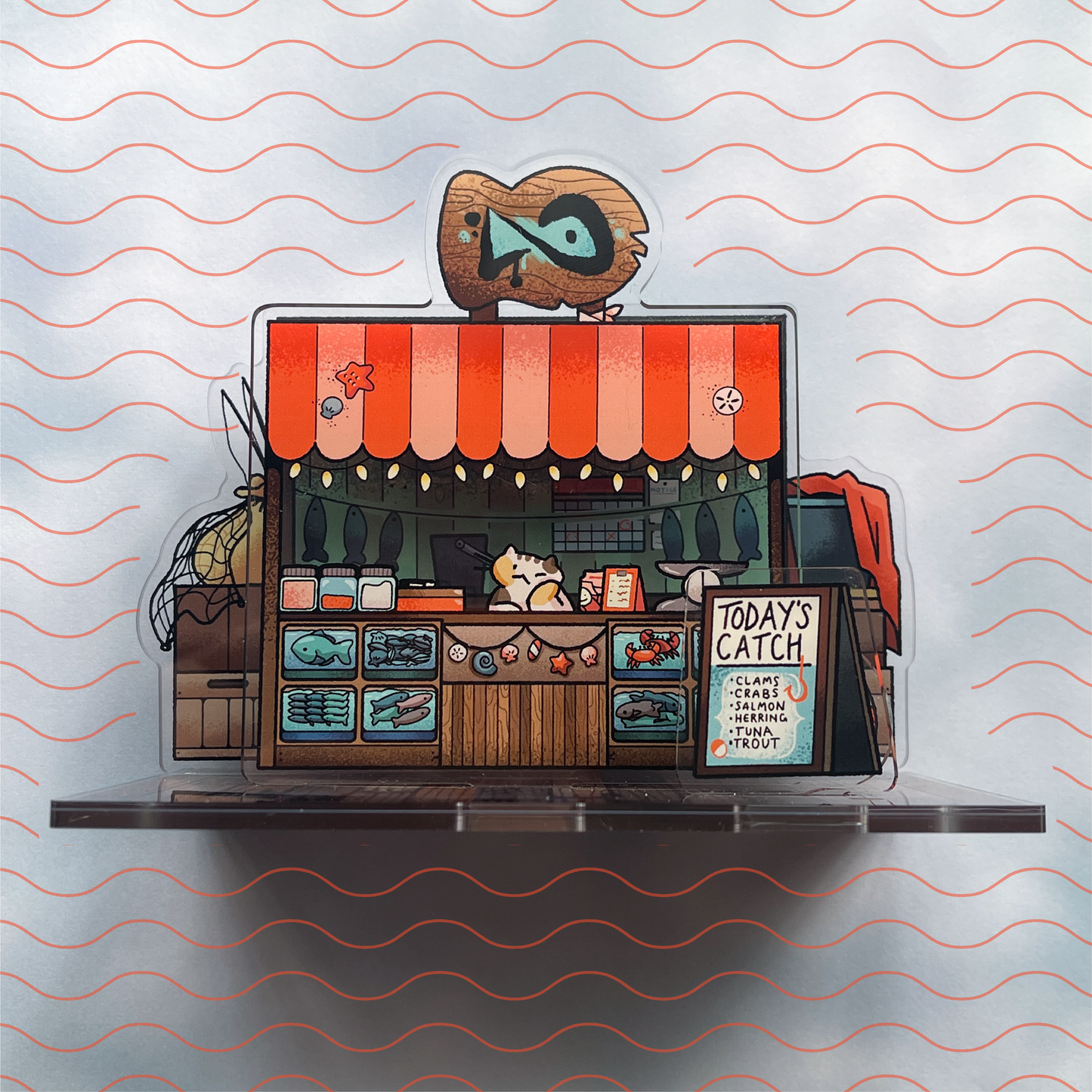 fish market stall acrylic standee