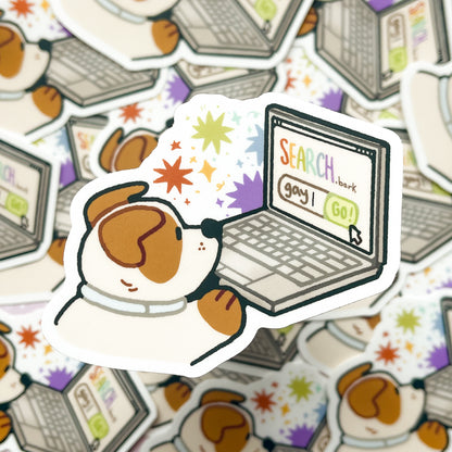 gay computer dog sticker