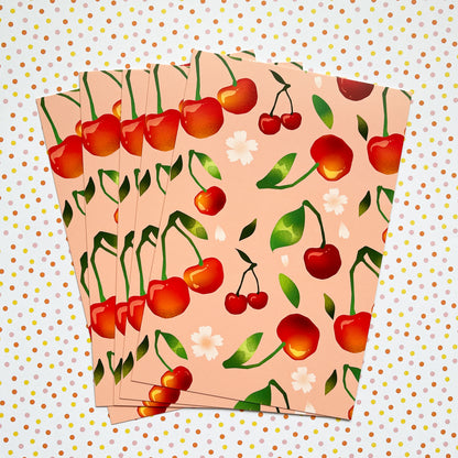 cherries 4x6" postcard print - july 2024 patreon reward