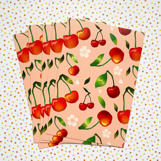 cherries 4x6" postcard print - july 2024 patreon reward