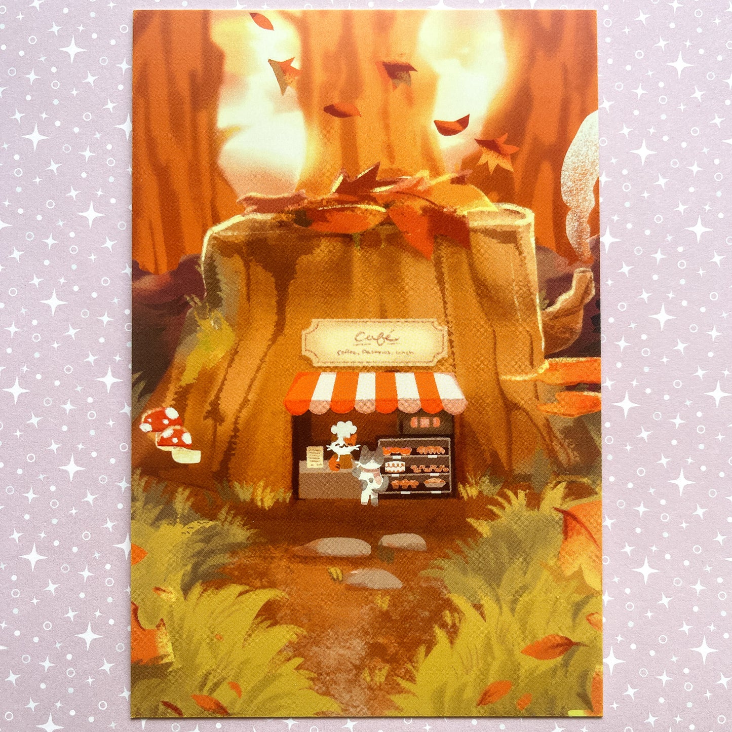 little cat cafe 4x6" postcard print - september 2024 patreon reward