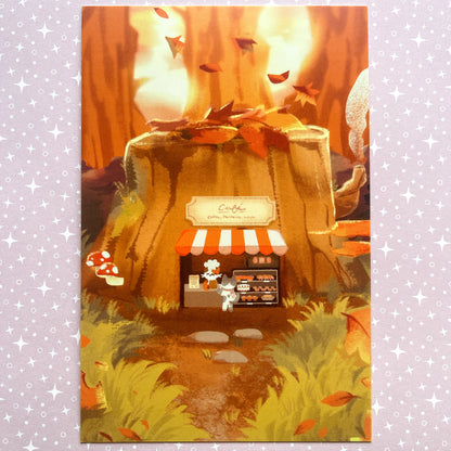 little cat cafe 4x6" postcard print - september 2024 patreon reward