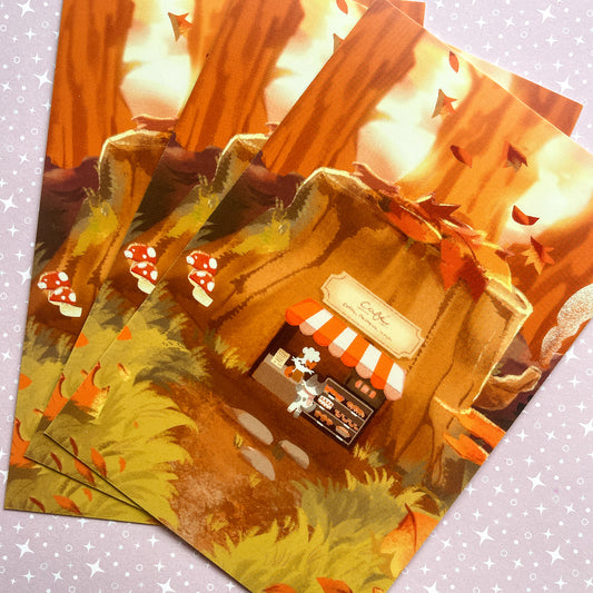 little cat cafe 4x6" postcard print - september 2024 patreon reward