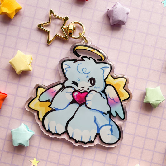 angel and devil kitties keychains