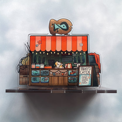 fish market stall acrylic standee