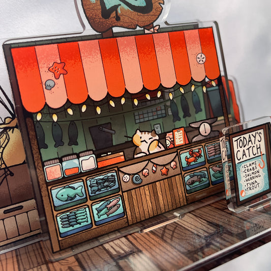fish market stall acrylic standee