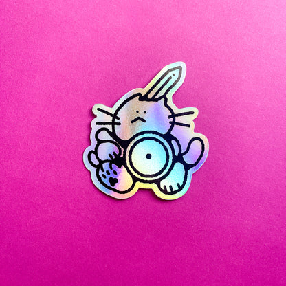 sword and shield cat sticker