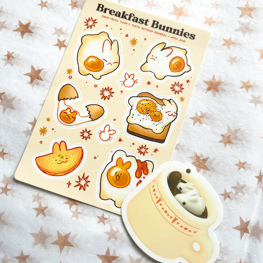 breakfast bunnies sticker sheet - april 2025 patreon rewards
