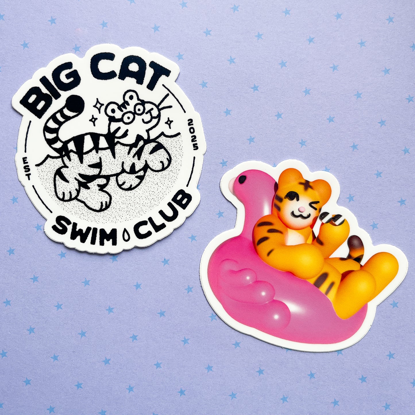 big cat swim club stickers - july 2025 patreon rewards