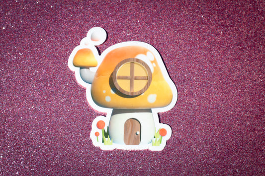 mushroom cottage sticker - feb 2024