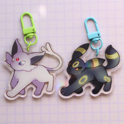 shiny double-sided eeveelution keychains