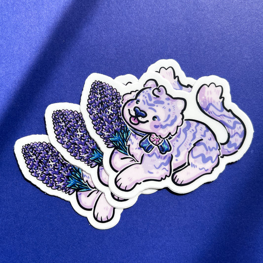 lavender tiger sticker by WOOLBLOSSOMS