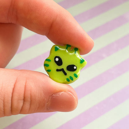 alien kitty handmade clay pins