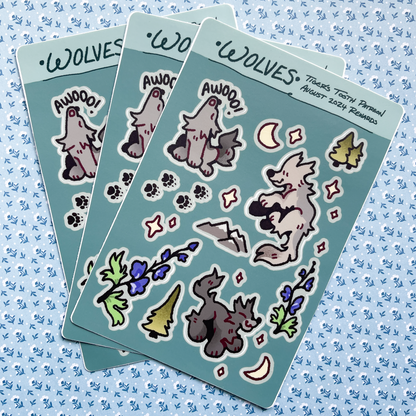 wolf sticker sheet - august 2024 patreon rewards