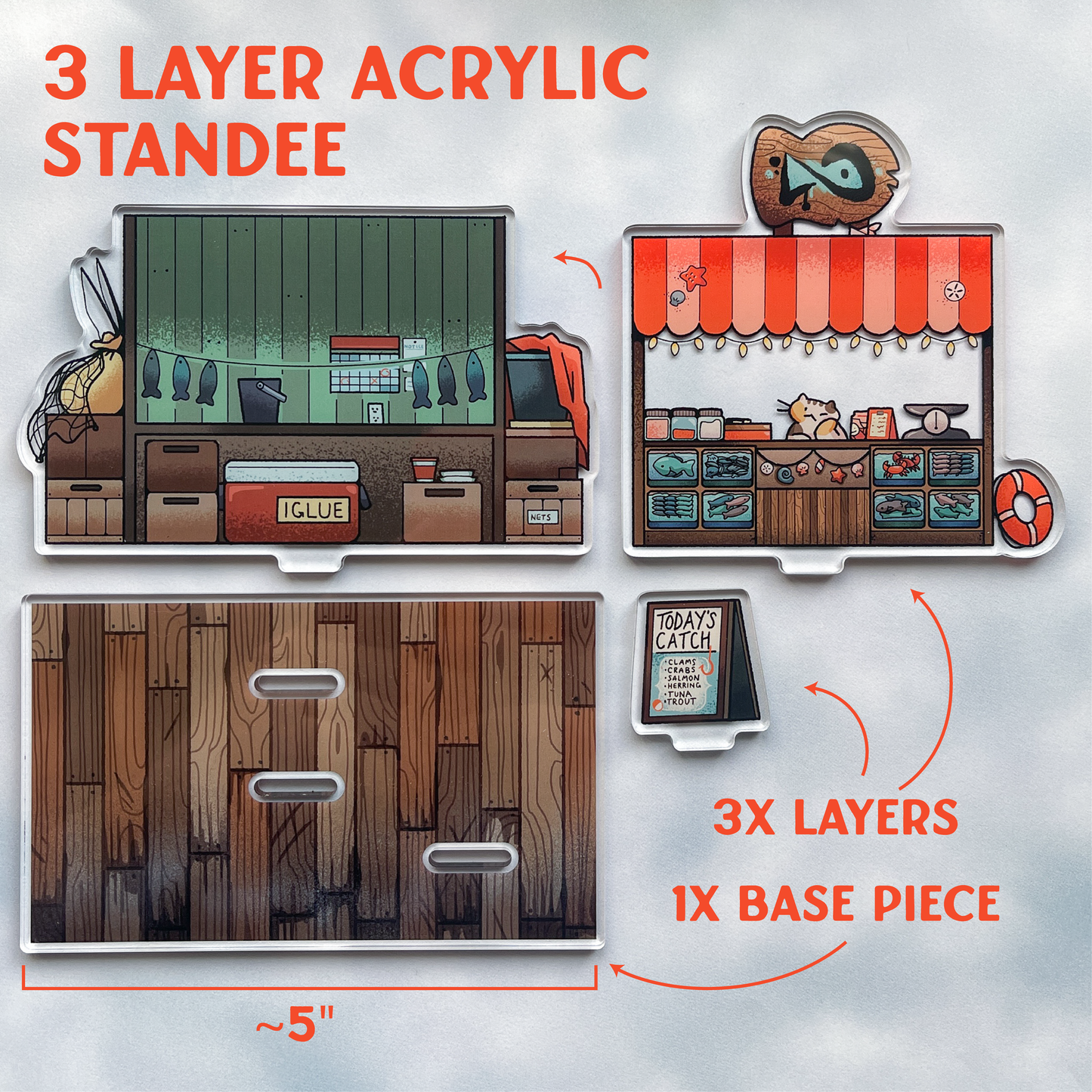 fish market stall acrylic standee
