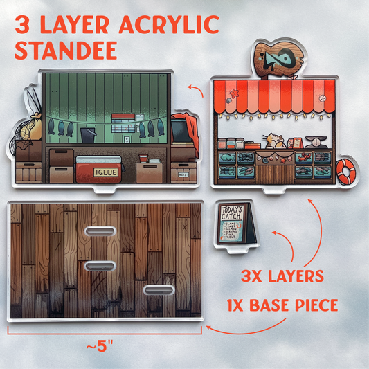 fish market stall acrylic standee